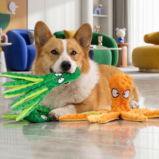 Octo Plush Squeaky Dog Toy