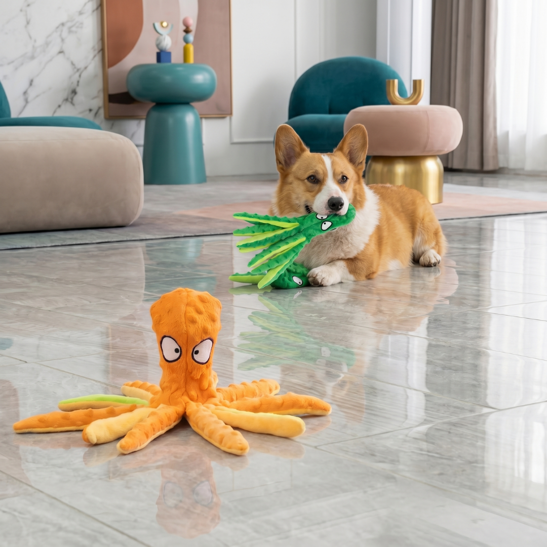 Octo Plush Squeaky Dog Toy