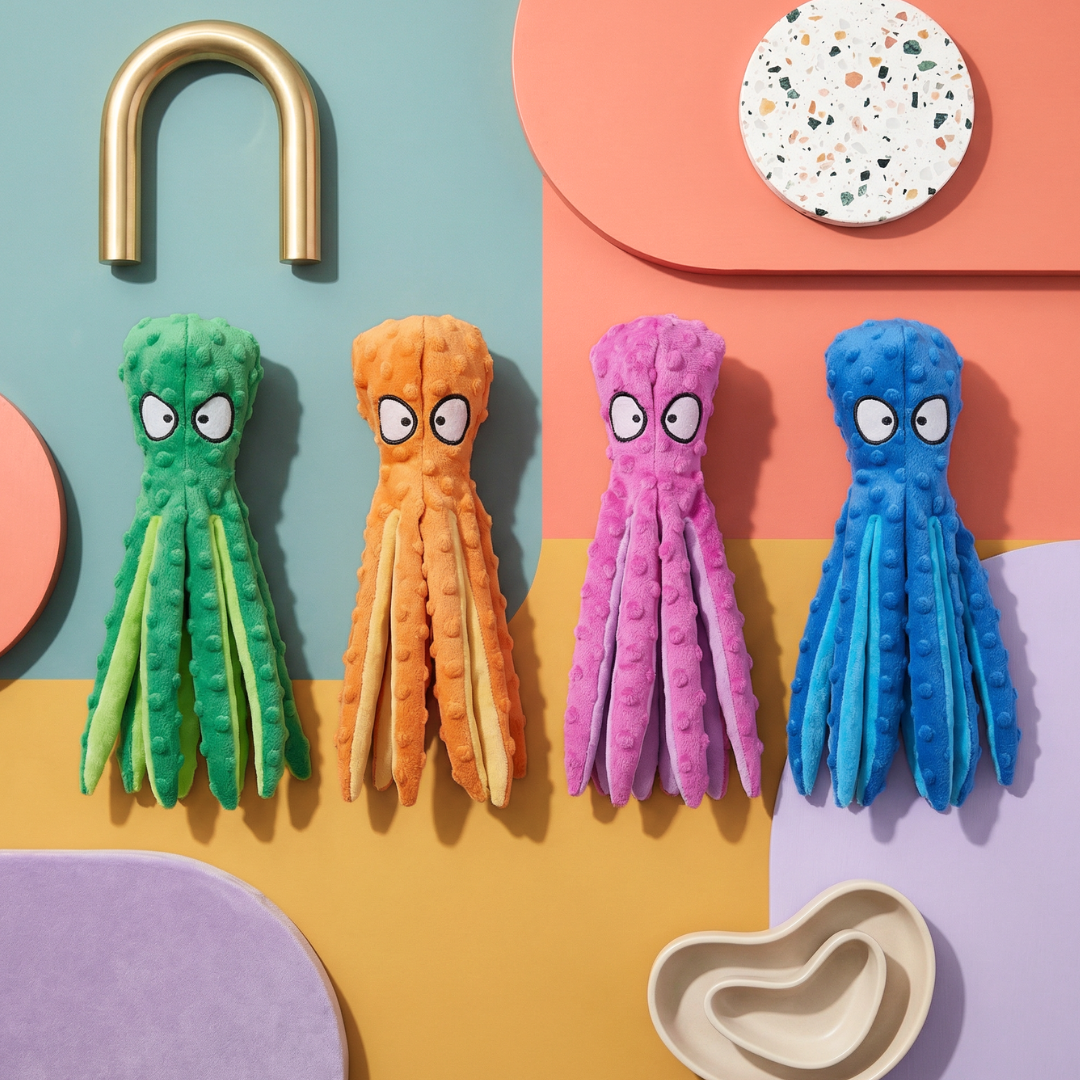 Octo Plush Squeaky Dog Toy