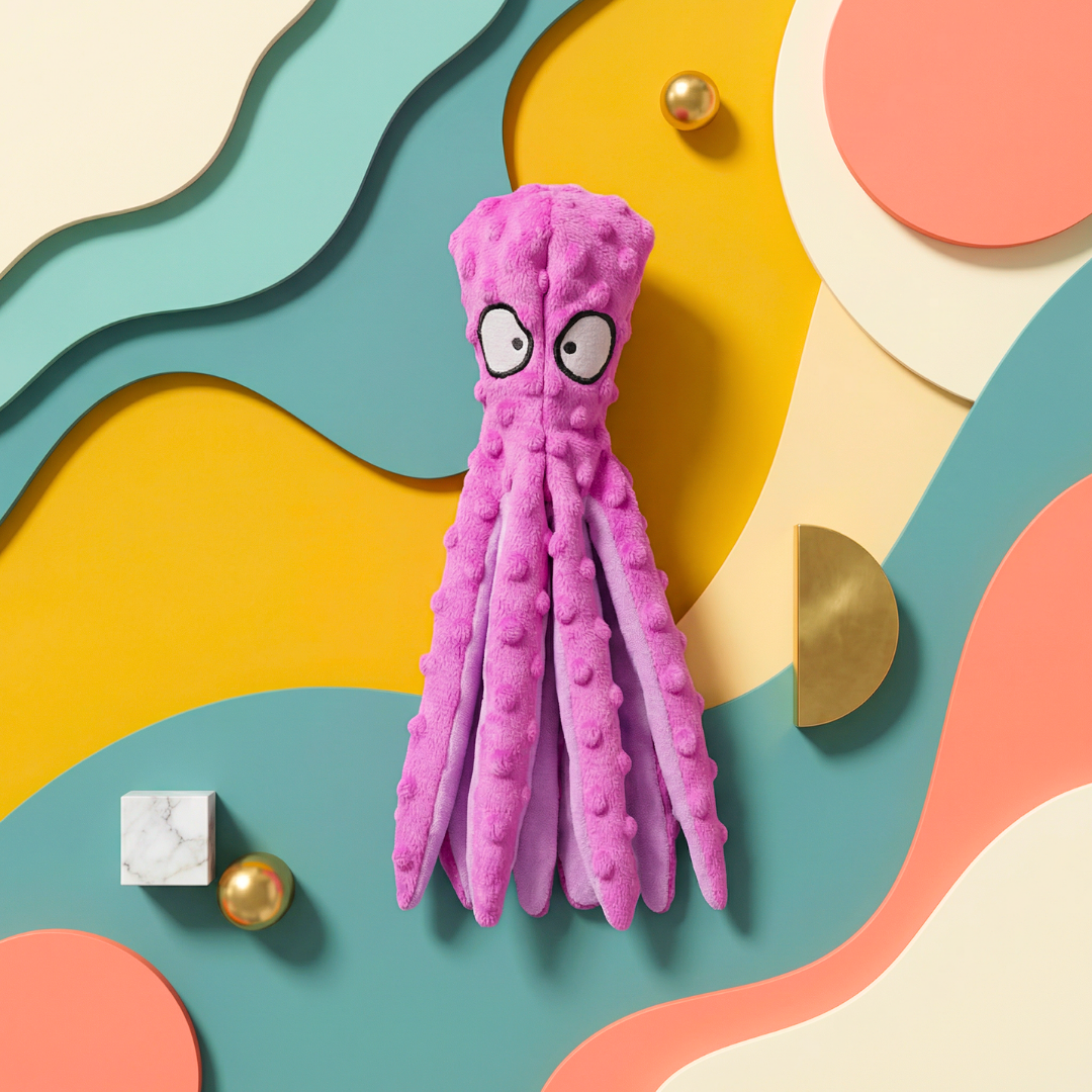 Octo Plush Squeaky Dog Toy