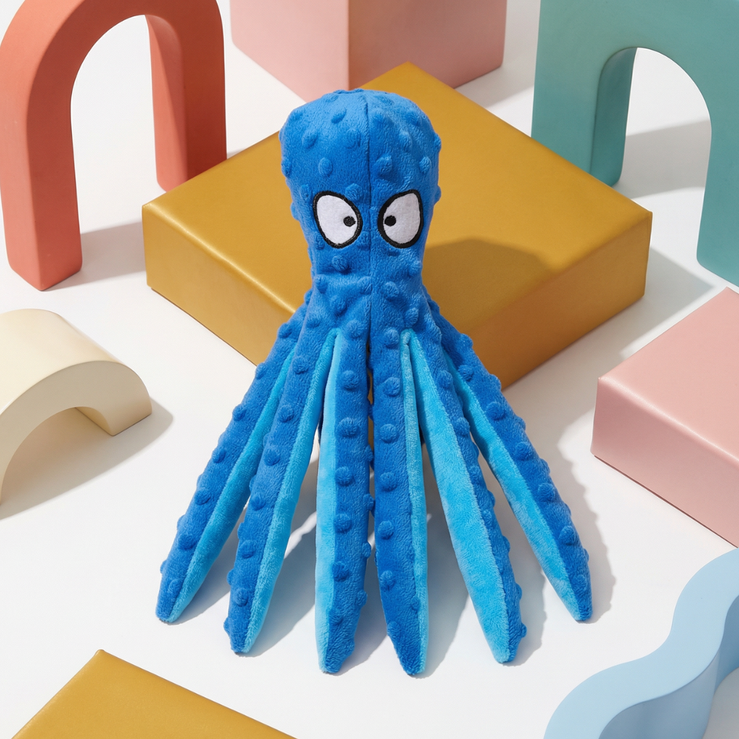 Octo Plush Squeaky Dog Toy
